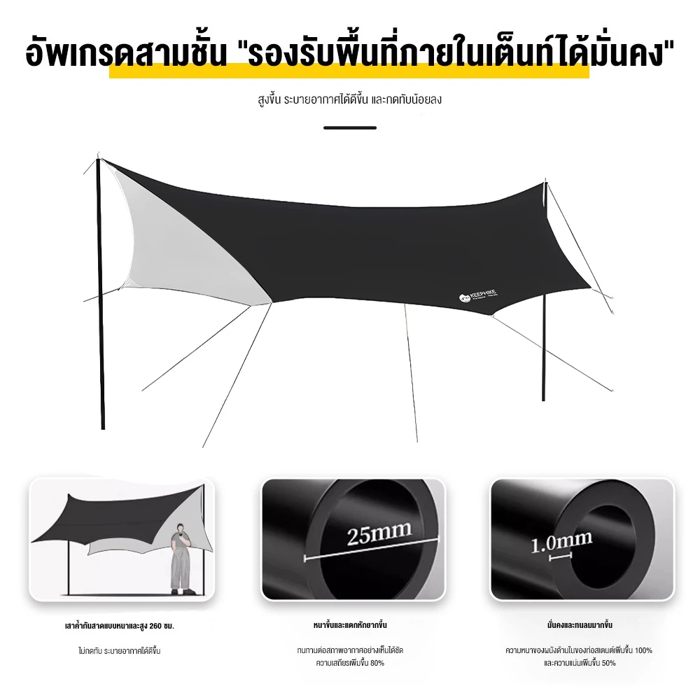 KEEPHIKE ฟลายชีททรงแปดเหลี่ยม อุปกรณ์ตั้งแคมป์ กันแดดกันฝน thumbnail 8