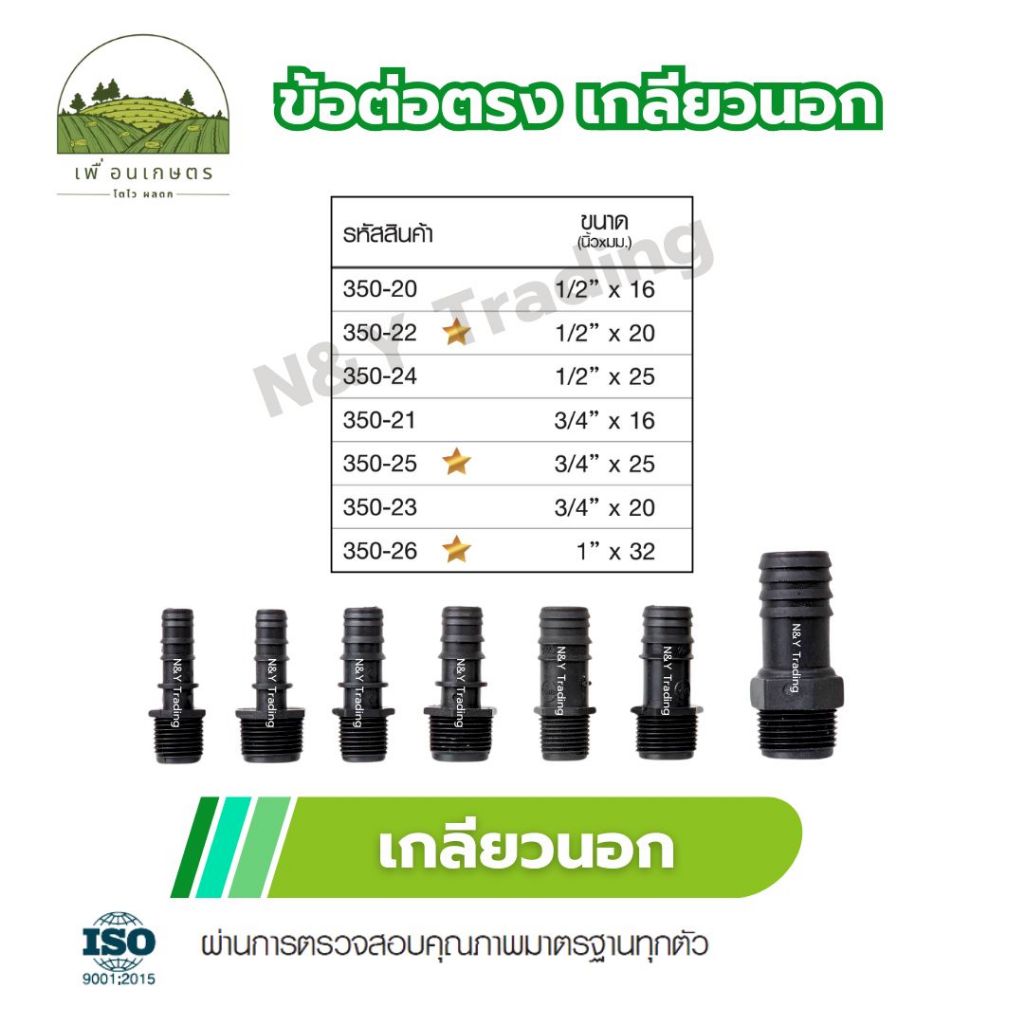 ข้อต่อตรงเกลียวนอก PE (แพ็ค 10 ชิ้น) แบรนด์ไชโย – โปรปัง