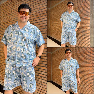 Amtar ชุดเซ็ต Plus size เสื้อกางเกงฮาวายผ้าไหมอิตาลี เสื้อผ้าไซส์ใหญ่ สาวอวบ คนอ้วน