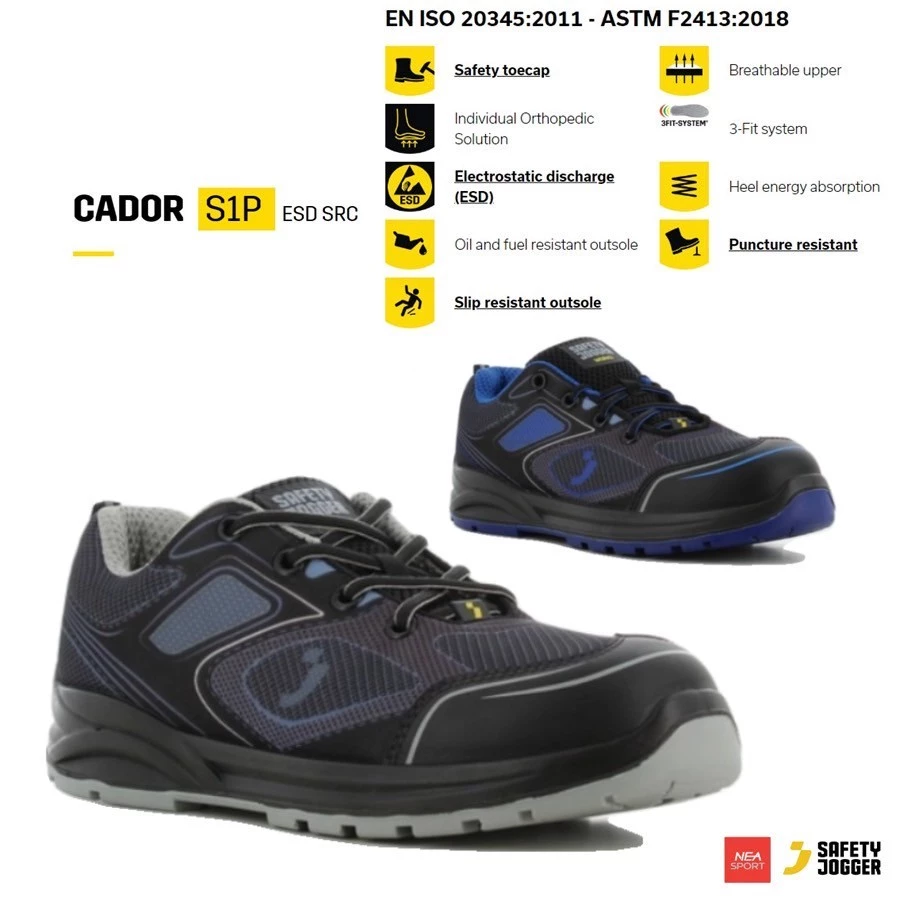 [ร้านนี้ Safety สุด] SAFETY JOGGER - CADOR S1P รองเท้าเซฟตี้ หัวเหล็ก แผ่นเหล็กกันทะลุ มาตรฐานสากล รองเท้านิรภัย