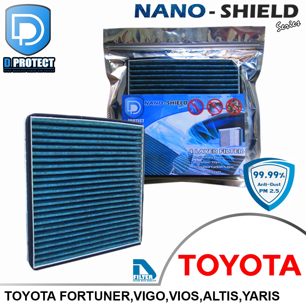 กรองแอร์ สูตรนาโน (Nano-Shield Series) สำหรับรถ Toyota By D Filter (ไส้กรองแอร์) RB012P-TY-NANO