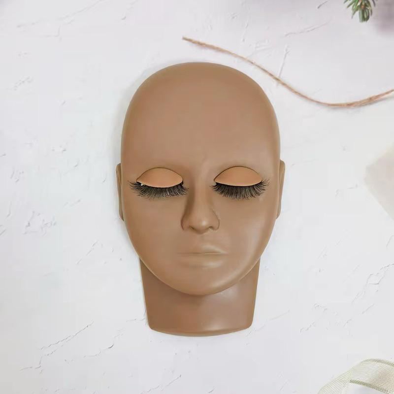 หน้าหุ่นพร้อมขนตาปลอม2ชั้น ใช้ในการหัดต่อขนตา หัดสักปาก สักคิ้ว