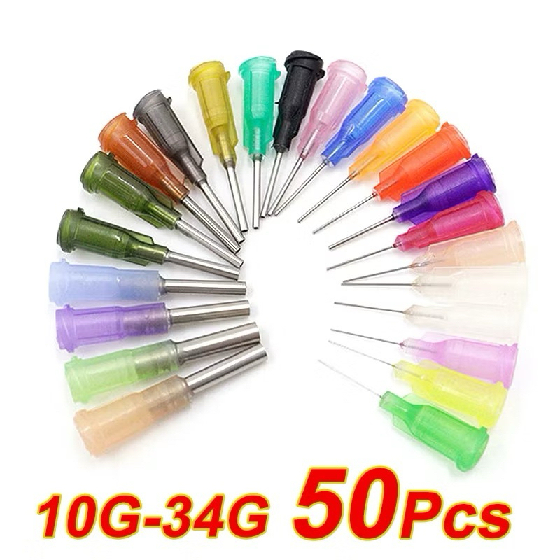 13mm 25-50ชิ้นต่อแพคหัวเข็มจ่ายกาว สแตนเลส Dispensing Needle Tips เบอร์ 30G