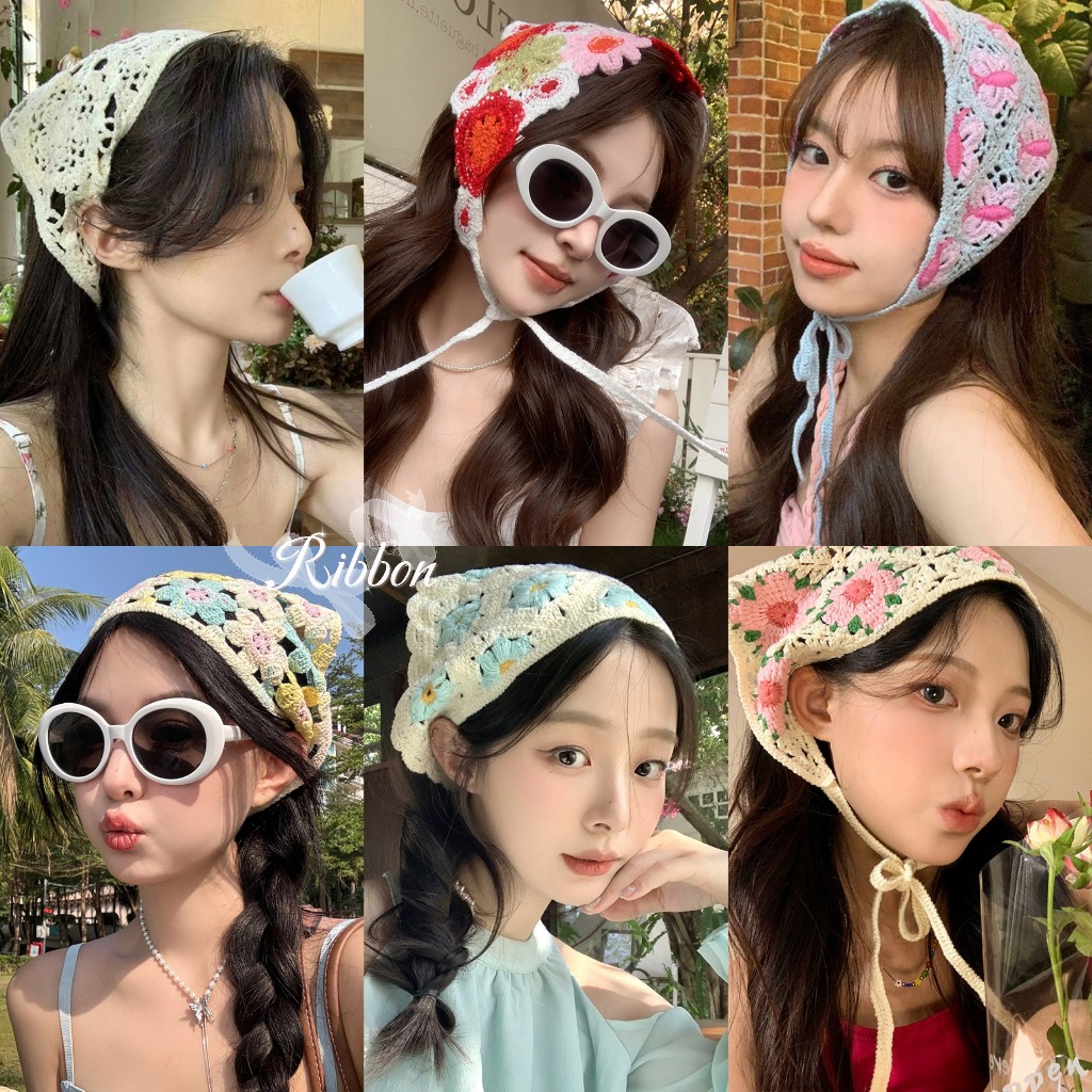 ผ้าคาดผม ที่คาดผมถัก สีสันสดใส💐 ลายดอกไม้ โดปามีน🌈