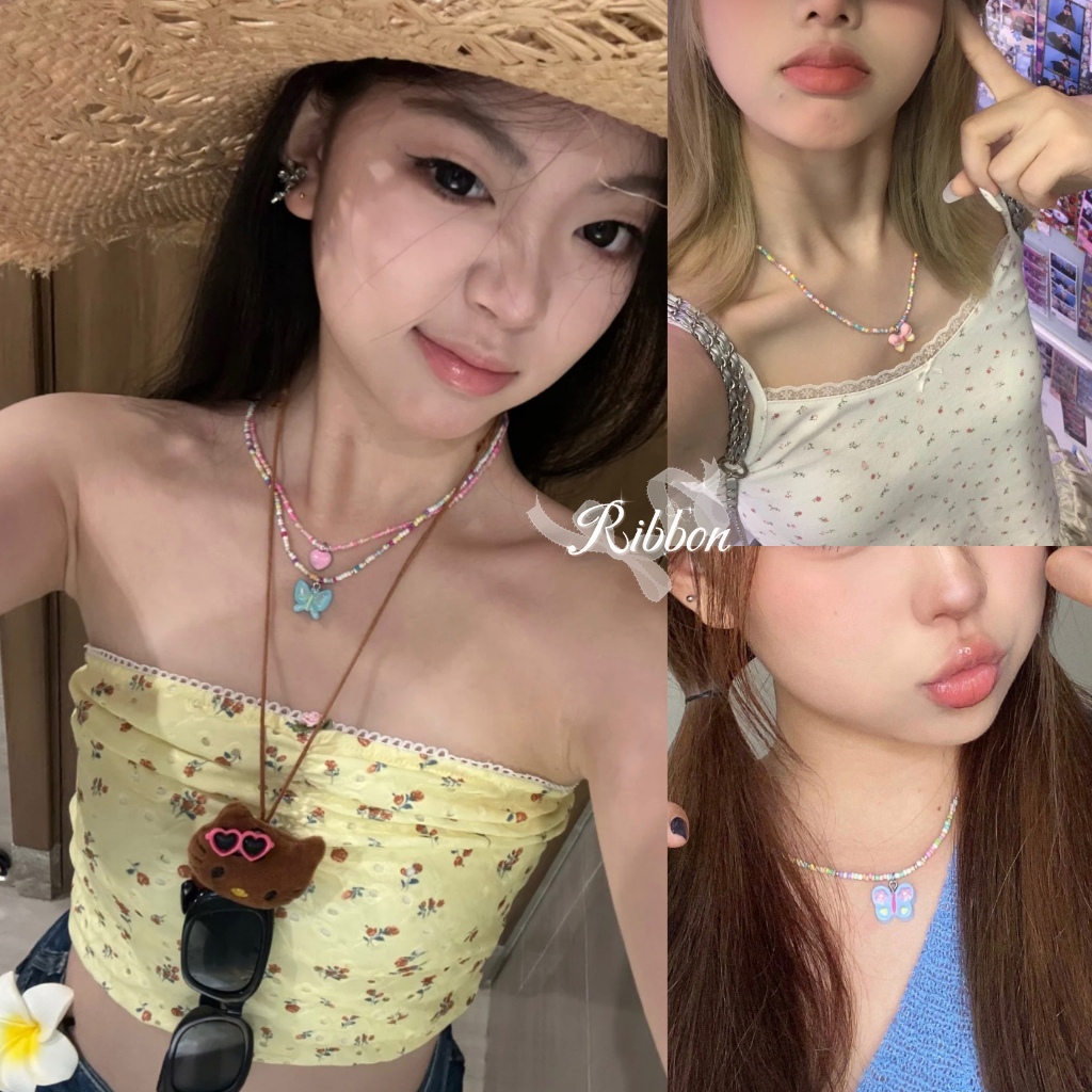 สร้อยคอ สร้อยคอน่ารัก จี้ผีเสื้อ🦋 จี้หัวใจ หลากสี💐 ขายส่ง