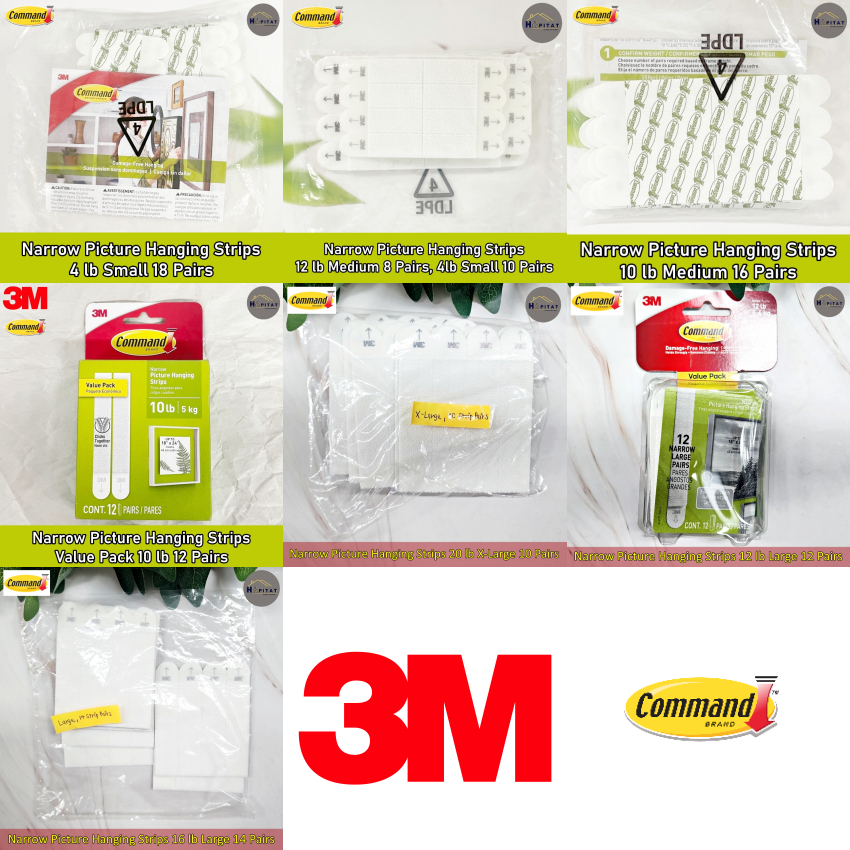 {Command®} Narrow Picture Hanging Strips แถบกาวติดผนังแขวนรูปภาพ