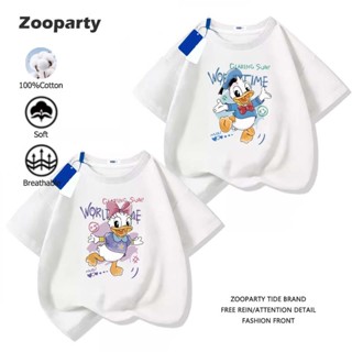 เสื้อเด็ก Donald Duck เสื้อเชิ้ตแขนสั้น เสื้อยืดแขนสั้นเด็กล…