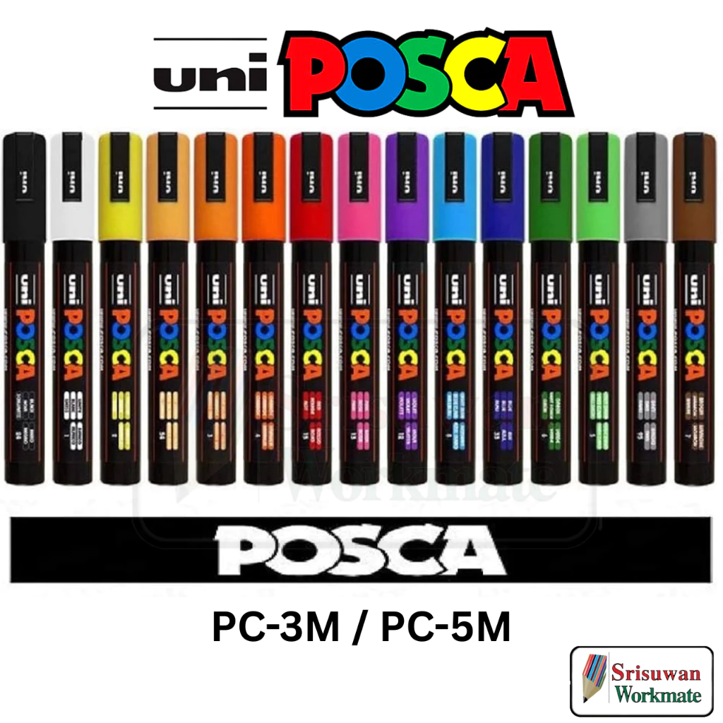 uni POSCA ปากกามาร์คเกอร์ ยูนิ พอสก้า PC-3M / PC-5M Paint Marker Japanese Product จำนวน 1 ด้าม