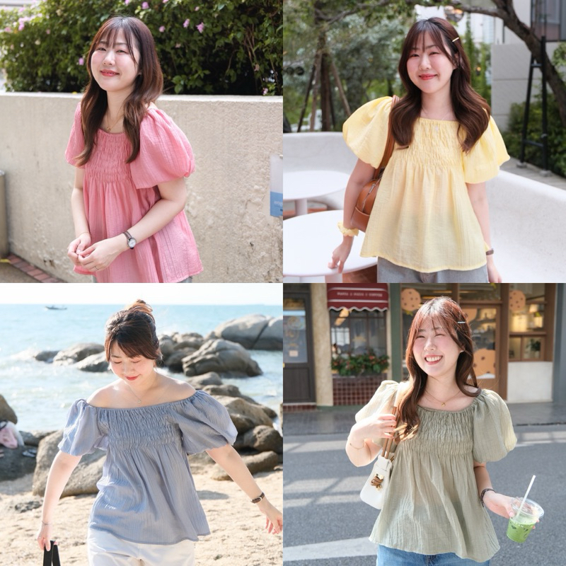 (พร้อมส่งครบสี)Chakiya.store❣️Gummy top🍭เสื้อแขนพองทรงบอลลูน ยางยืดช่วงตัว