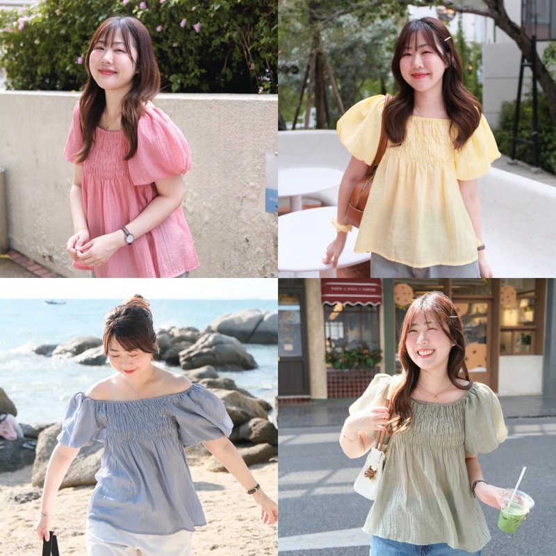 (พร้อมส่งครบสี)Chakiya.store❣️Gummy top🍭เสื้อแขนพองทรงบอลลูน ยางยืดช่วงตัว