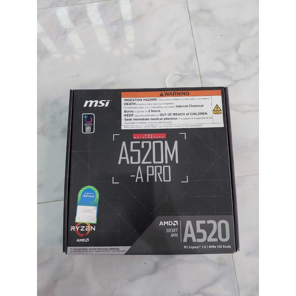 (มือสอง สภาพนางฟ้า) MAINBOARD (เมนบอร์ด) AM4 MSI A520M-A PRO มีประกันเหลือเกือบ 3 ปี