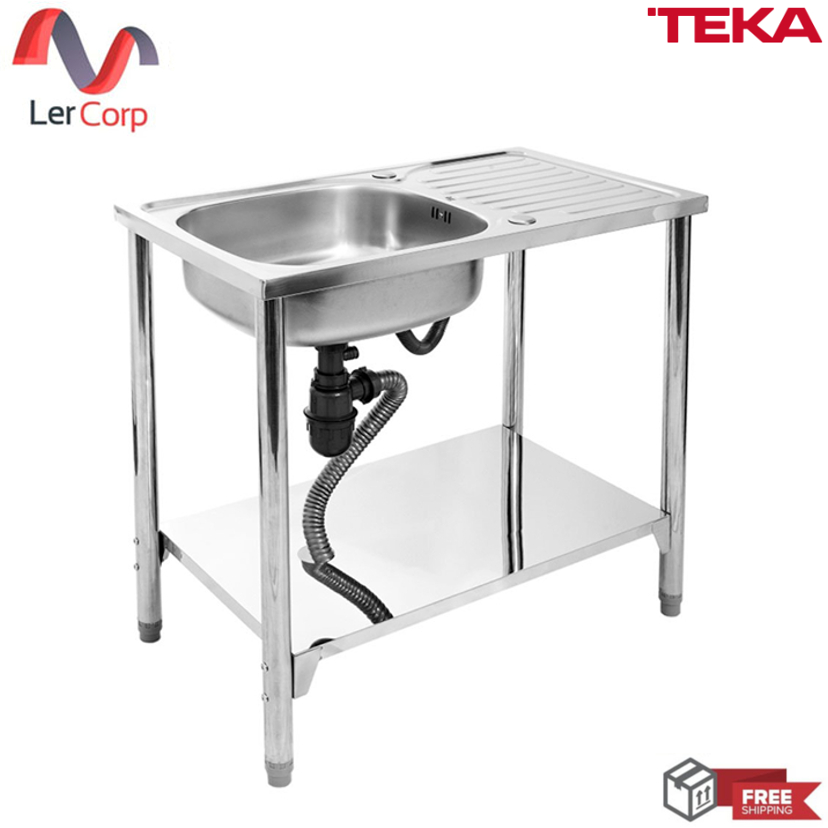(Teka) อ่างล้างจาน 1 หลุม 1 ที่พัก แบบตั้งพื้น รุ่น AS 80 1B 1D สี สแตนเลส ขนาด 78 ซม.
