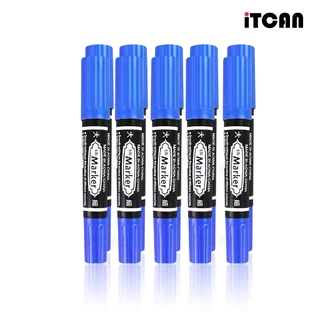 iTCAN ปากกามาร์กเกอร์ 10ด้าม ปากกาเคมี2หัว หัวไฟเบอร์กันน้ำ อุปกรณ์เครื่องเขียน MARKER PEN AW-150
