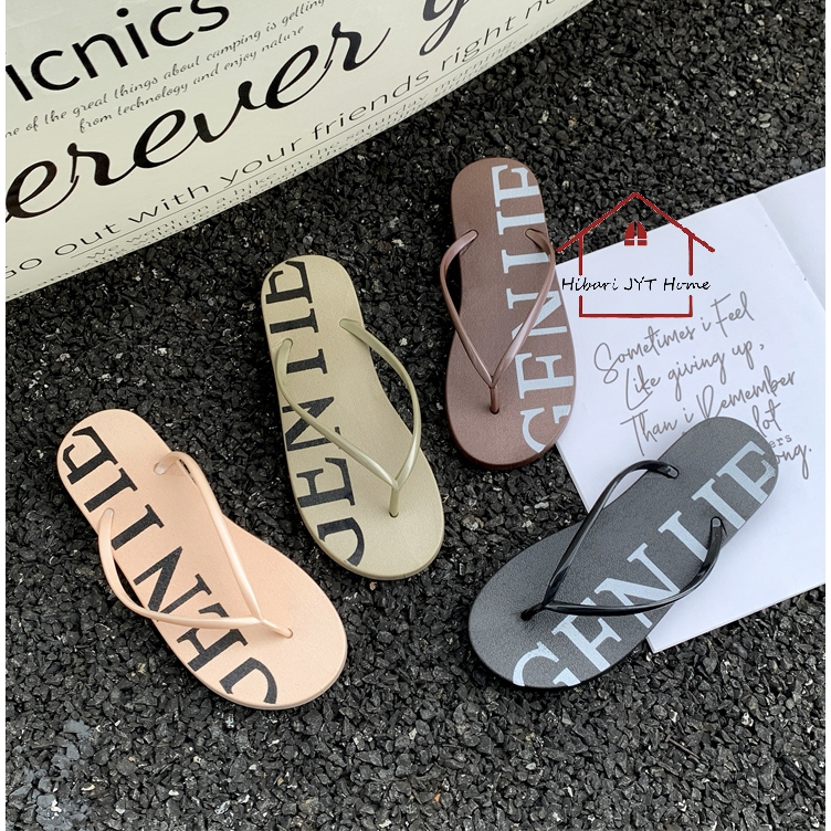 รองเท้าหูหนีบ รองเท้าแตะ แฟชั่นผู้หญิง นิ่ม สกรีนลาย