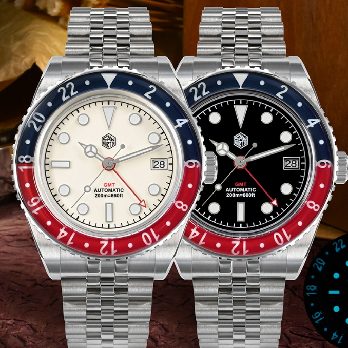 [Pre-order][ออโต้] San Martin SN0005 6542 GMT Watch 40MM X1/C3 AR Dome Sapphire NH34 200M