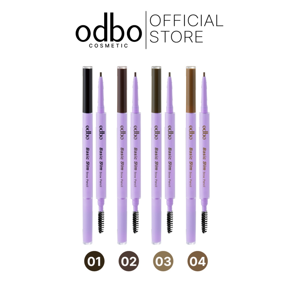 ODBO BASIC SLIM BROW PENCIL OD7021 #ดินสอเขียนคิ้วหัวสลิม พร้อมแปรงปัดในแท่ง