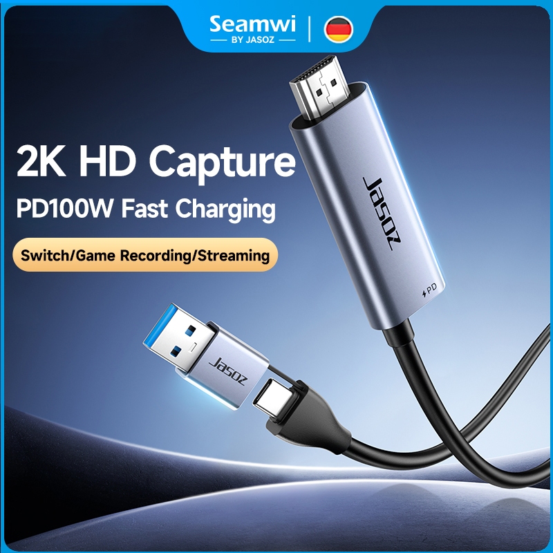 ⚡COD⚡Seamwi การ์ดจับภาพวิดีโอ Video Capture Cable USB/Type-C PD100W Audio Video Recording for Gaming