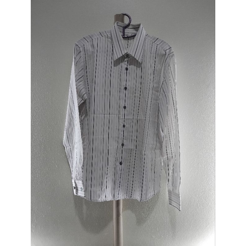 เสื้อเชิ๊ต Dapper สีขาวลายดำ (มือสองสภาพ 90 %) (M)