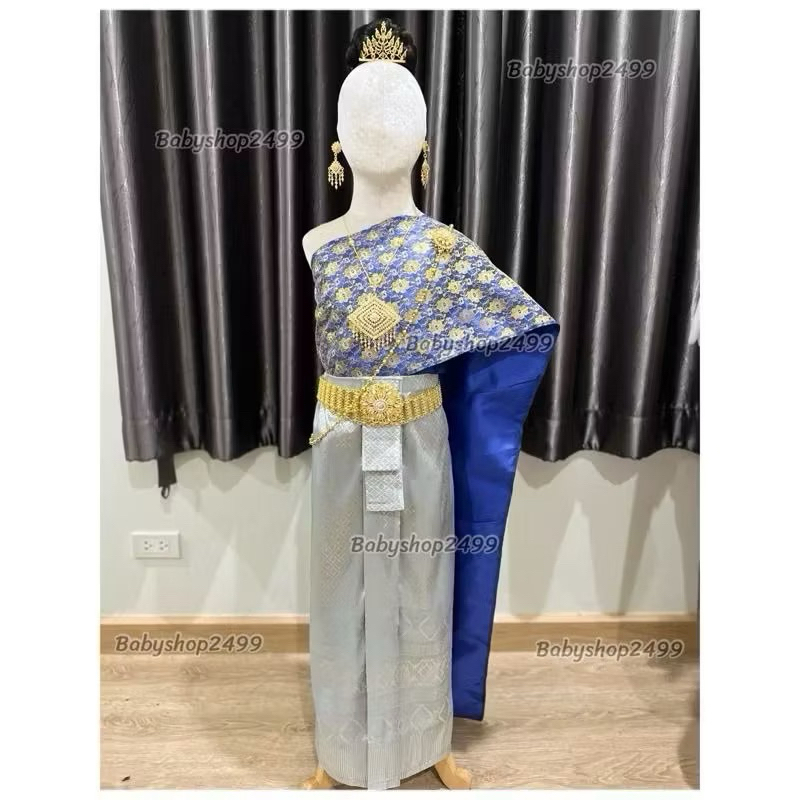 ชุดไทย สไบ + ผ้าถุงผ้าไหมทอ (สำเร็จรูปป) ยางยืด พร้อมส่ง ✅ใน 1 วัน