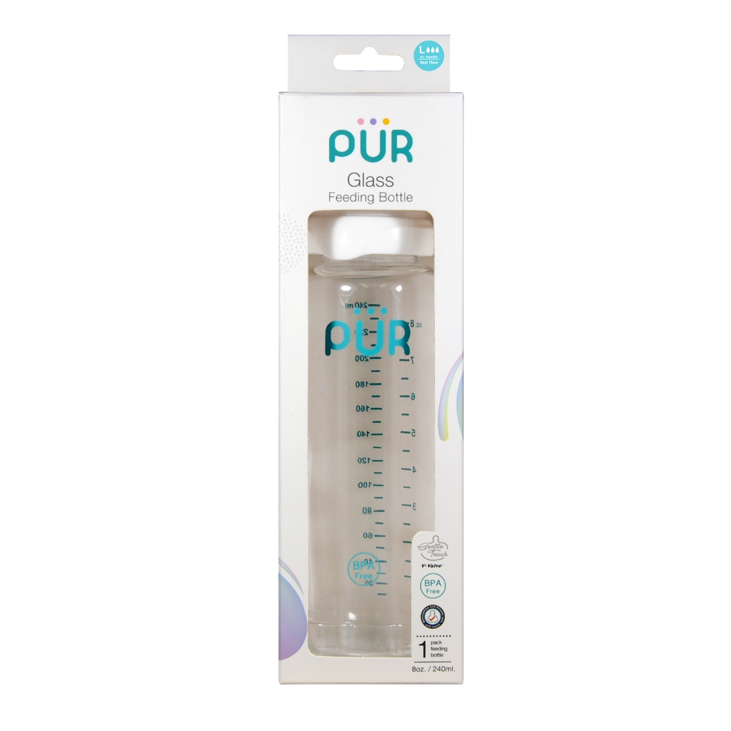 Pur Glass Feeding Bottle ขวดนมแก้วเพียว โปร่งใส คุณภาพสูง ทนความร้อนที่เกิดจากกระบวนการฆ่าเชื้อได้สูงถึง 120 องศา — صورة 7