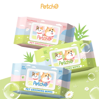 Petcho ทิชชู่เปียก ผ้าเปียกแมว ผ้าเปียกหมา ผ้าเช็ดทำความสะอาดสัตว์เลี้ยง กลิ่นหอมๆ นุ่มและอ่อนโยน ไม่มีแอลกอฮอล์