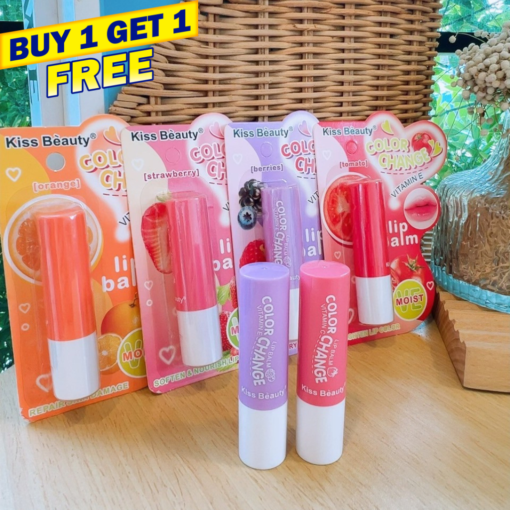 ลิปบาล์มผลไม้ (ซื้อ1แถม1) Lip balm Kiss beauty ลิปบาล์มเปลี่ยนสี บำรุงริมฝีปาก ปากชุ่มชื่น กลิ่นหอมผลไม้