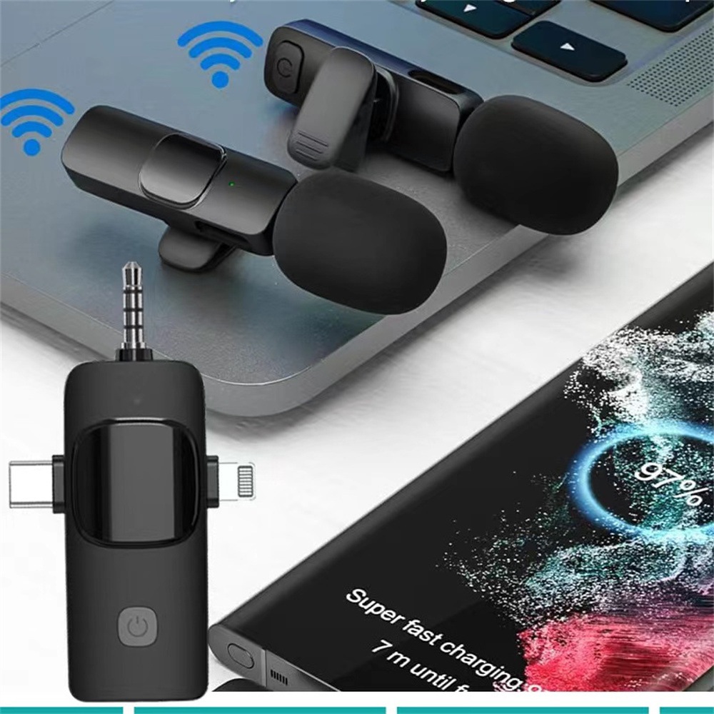ไมค์ไลฟ์สดไร้สาย ไมค์ wireless ไมโครโฟนไลฟ์สดไร้สาย ไมโครโฟนคู่ ไมค์หนีบปกเสื้อไร้สาย ไมค์ไลฟ์สดไร้ส
