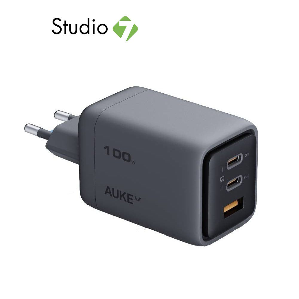 อะแดปเตอร์ AUKEY Wall USB Charger 1 USB-A / 2 USB-C (PD100W) GaN Gray (PA-C5) (TISI) by Studio7