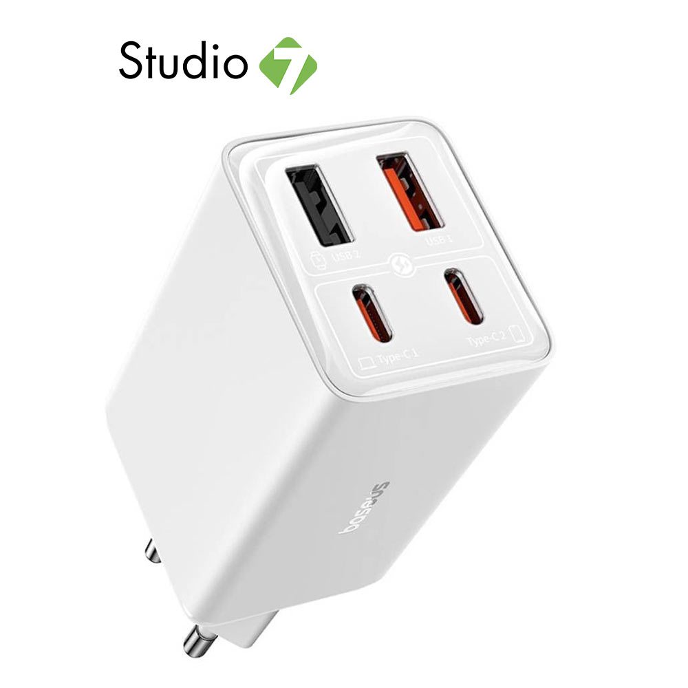 อะแดปเตอร์ Baseus Wall USB Charger 2 USB-A / 2 USB-C (PD65W) GaN6 Pro White (TISI) by Studio7