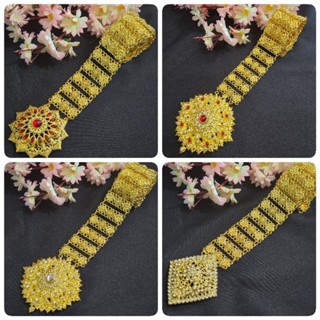 เข็มขัดเครื่องประดับ ชุดไทย สีเงิน สีทอง และสีรมดำ ความยาวขน…