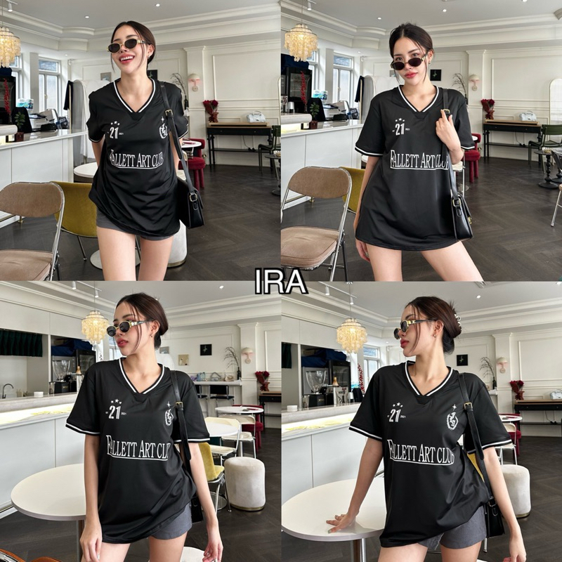 BY IRA  CALL ME AGAIN เสื้อโปโลแขนสั้น ทรงหลวม สไตล์สปอร์ต แฟชั่นสําหรับผู้หญิง