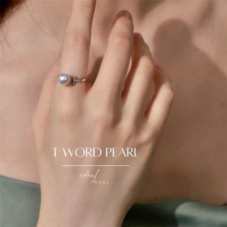 iDEAL แหวนไข่มุก Word Pearl แหวนไข่มุก แหวนเงิน ปรับขนาดได้ แหวนแฟชั่น ดีไซน์สวยๆ Valentine ของขวัญ