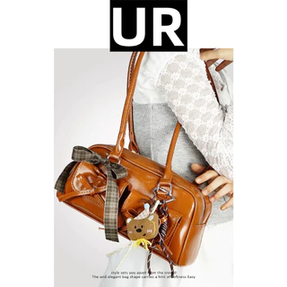 UR BAG กระเป๋าหนังพียู กระเป๋าถือ ทรง stan oil สายจิ๋ว