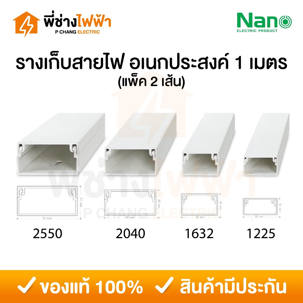 (1เมตร แพ็คคู่) Nano รางเก็บสายไฟอเนกประสงค์ รางเก็บสายไฟสีขาว รางร้อยสายไฟนาโน รุ่น NNDT