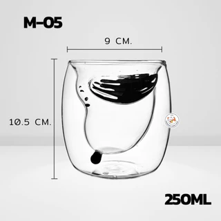 แก้วน้ำ 2 ชั้น ลายการ์ตูนน่ารัก แก้วกาแฟ Double Wall Glass สวยงาม ทนทาน ใส่ได้ทั้งน้ำร้อนและเย็น แก้ว สไตล์มินิมิอล