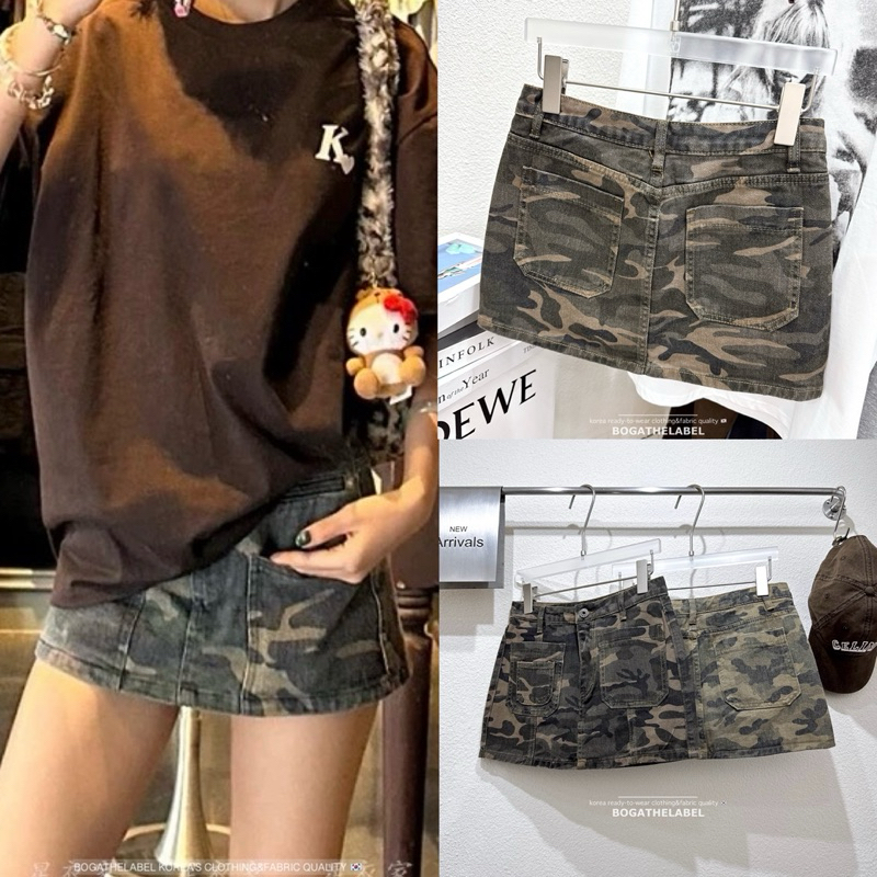 • Woodland mid-waist skirt • กระโปรงสั้นผ้ายีนส์ เอวต่ำ มีซับด้านในเป็นกางเกงด้วยน้า ใส่ง่ายสบายคล่อ