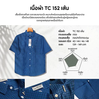 เสื้อเชิ้ตแขนสั้น ลายสก๊อต ชายโค้ง ผ้าทอTC152เส้น ไซส์ยุโรป เสื้อเชิ้ตใส่ทำงาน