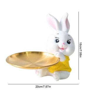 (ส่งจากไท) ถาดเรซิ่น รูปปั้นกระต่าย สําหรับตกแต่งบ้าน ถาดเก็บเครื่องประดับ รูปปั้นกระต่าย สําหรั บตกแต่งห้องนั่งเล่น