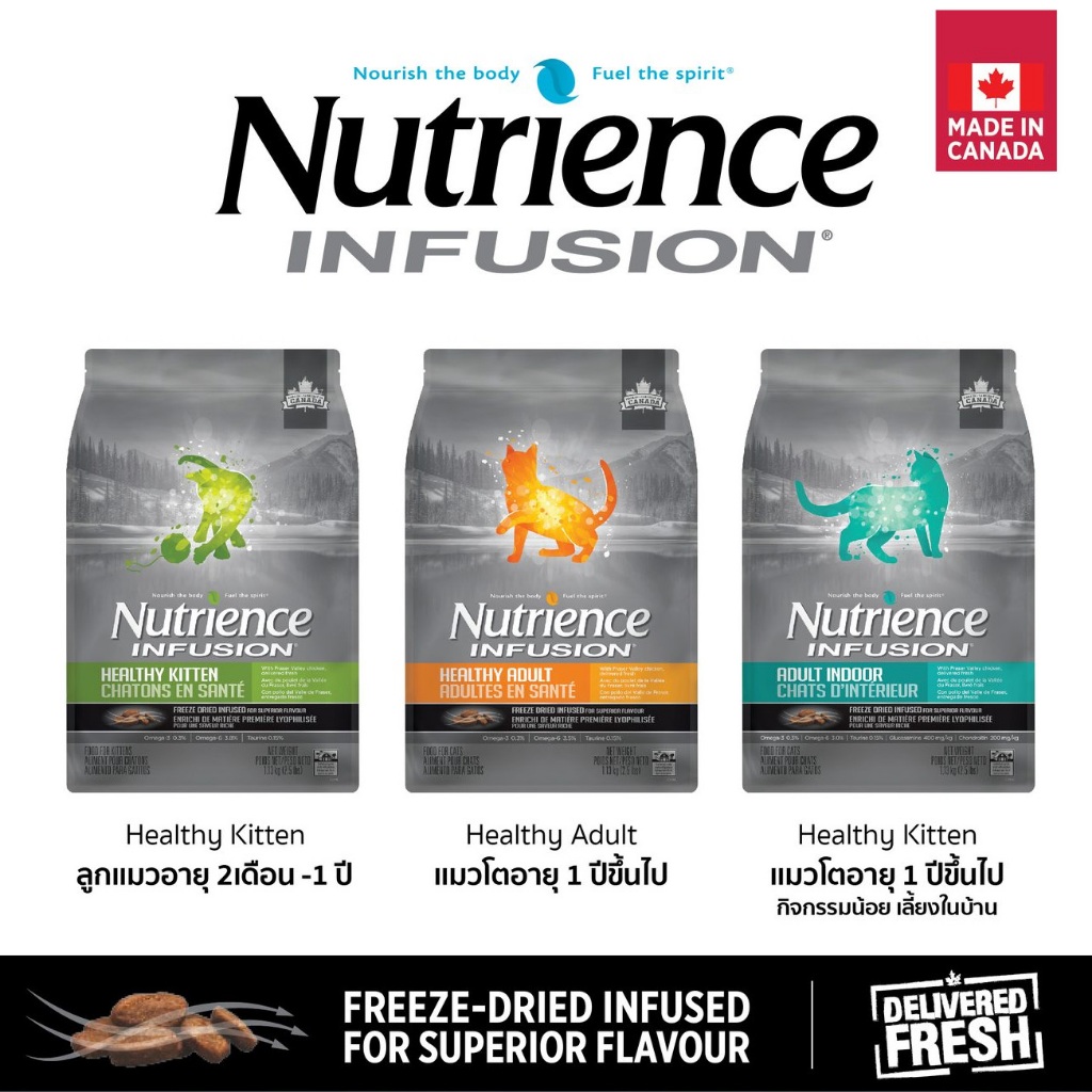 5kg อาหารแมว Nutrience สูตรแมวโต ครบทุกสูตร Infusion และ Sub ZERO สำหรับ แมวกินยาก Made in Canada ราคา ถูกที่สุด ดีลบีเคเค แกลเลอรีภาพที่ 6