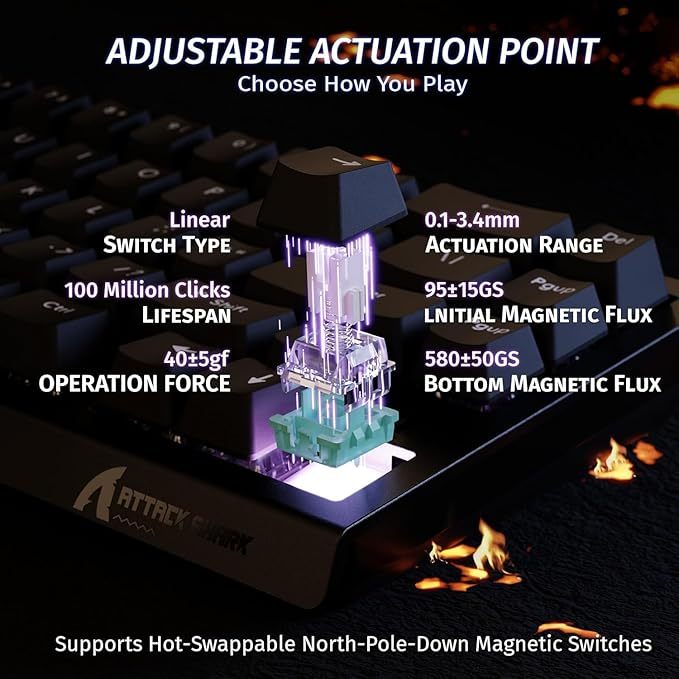 Attack Shark X68HE คีย์บอร์ดสวิตช์แม่เหล็กสําหรับเล่นเกม FPS 8K Polling Rate