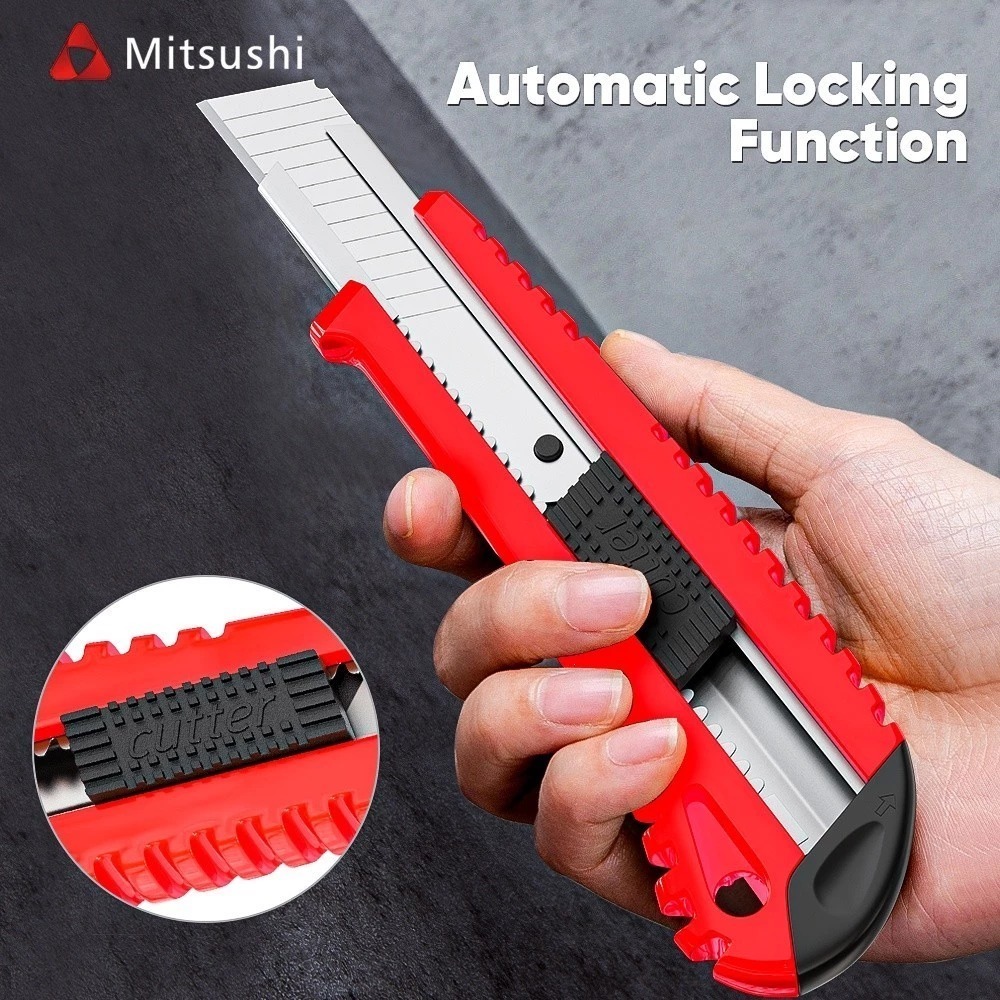 Mitsushi ชุดมีดคัตเตอร์ 1/2pcs ล็อคอัตโนมัติ มีดคัตเตอร์  คมกริบ มีดคัตเตอร์อ Cutter - รูปที่ 5