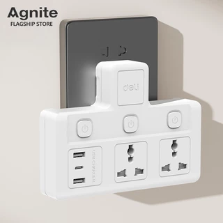 Agnite ปลั๊กไฟ ปลั๊กแปลง แบบFastCharge กำลังไฟ 10A 2500W อแดปเตอร์แบบสากล Universal Adapter