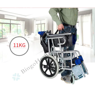 BingoHealth รถเข็นผู้ป่วย พับได้ น้ำหนักเบา มีเบรค วีลแชร์ Wheelchairs