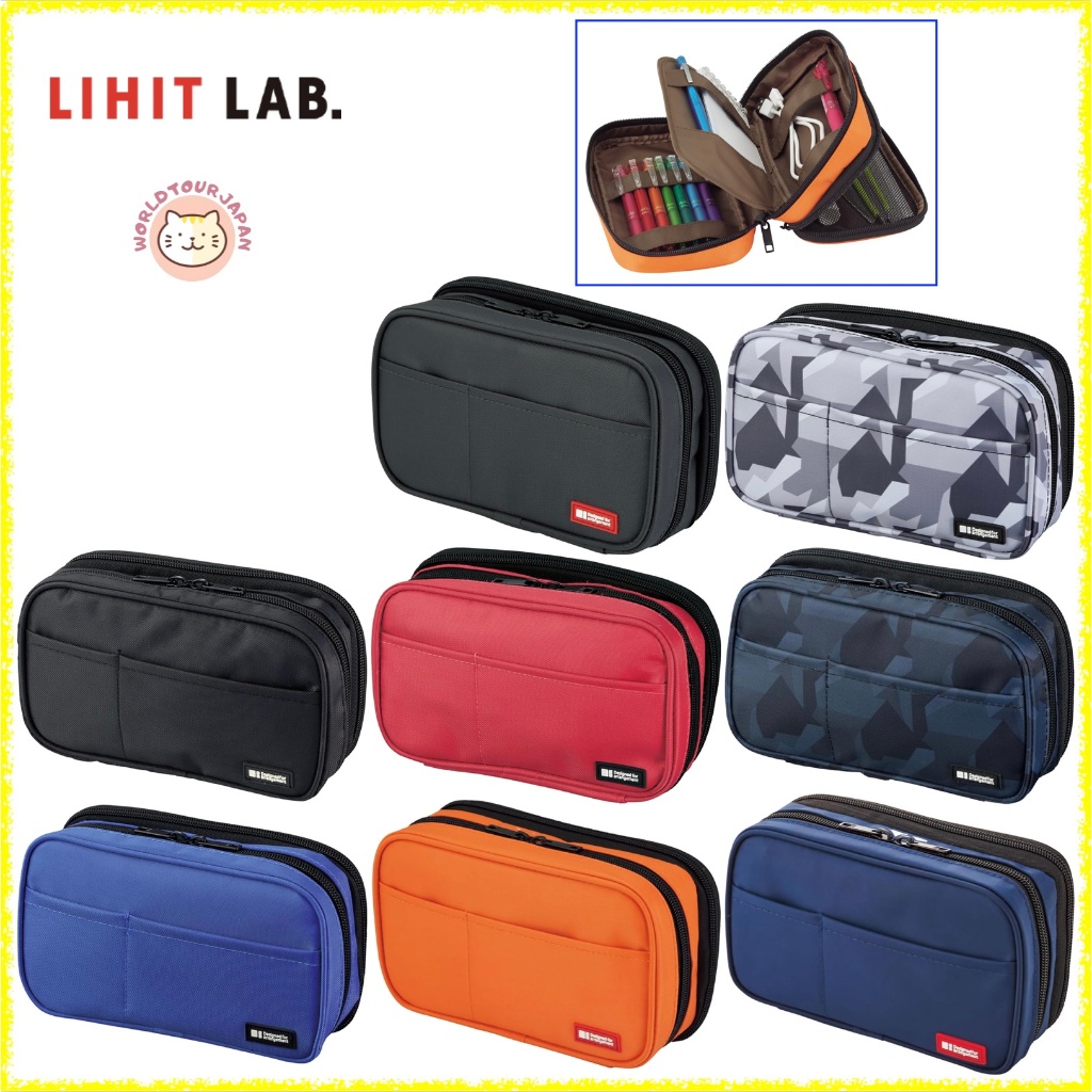 LIHIT LAB / A7555 / Soft Zip Pen Case Double Size ( Book Type ) / Holds 25 pens / 200 x 120 x 70 mm / Polyester / JAPAN Brand [ DIRECT FROM JAPAN ]