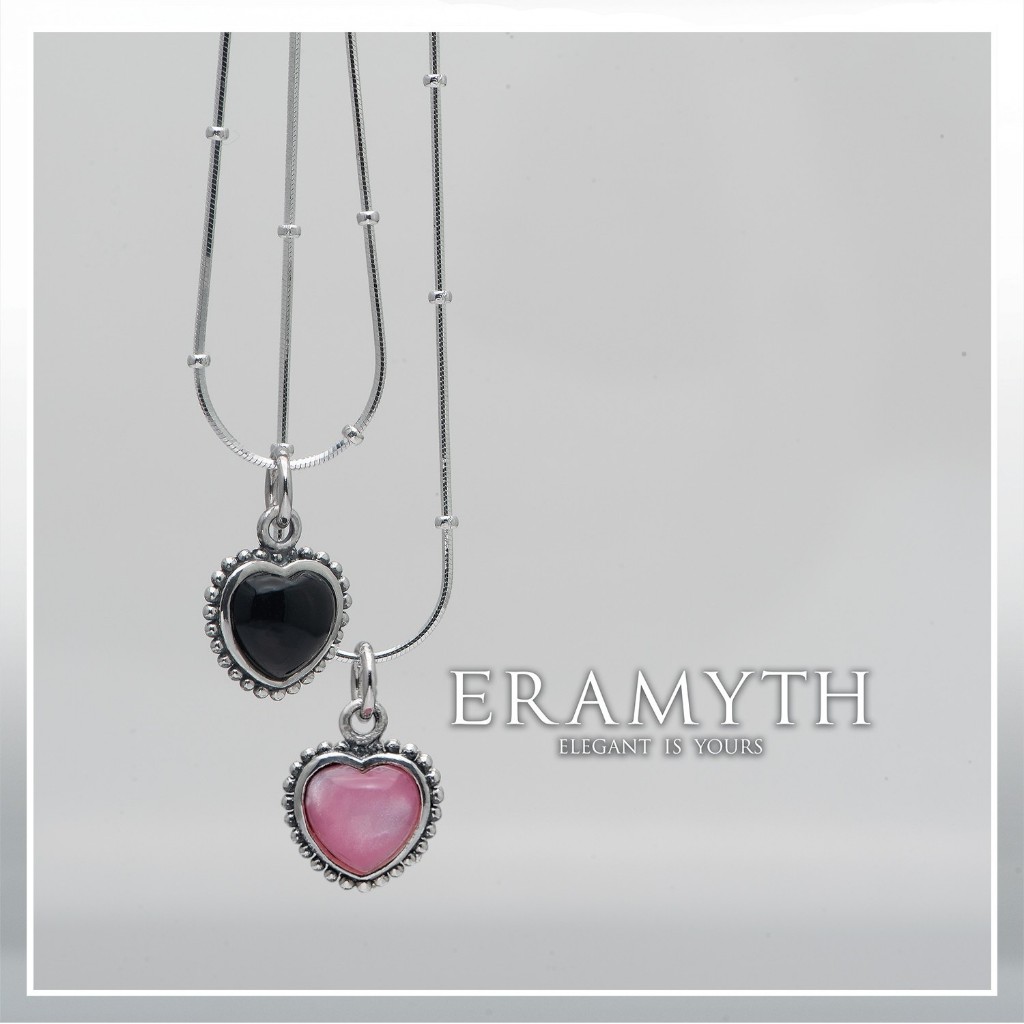 Eramyth Jewelry: สร้อยคอพร้อมจี้ เงินแท้925 ประดับด้วยหินรูปทรงหัวใจ เล็กๆน่ารัก SLP-0036-Xb (พร้อมส