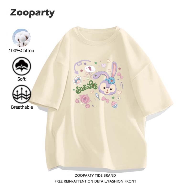 StellaLou เสื้อยืด แฟชั่น แนวโน้ม สีแดง เสื้อยืดแขนสั้นพิมพ์ลายการ์ตูน ฤดูร้อน ใหม่ คอกลม 100% cotton ตัดเย็บดี มี 9 สี