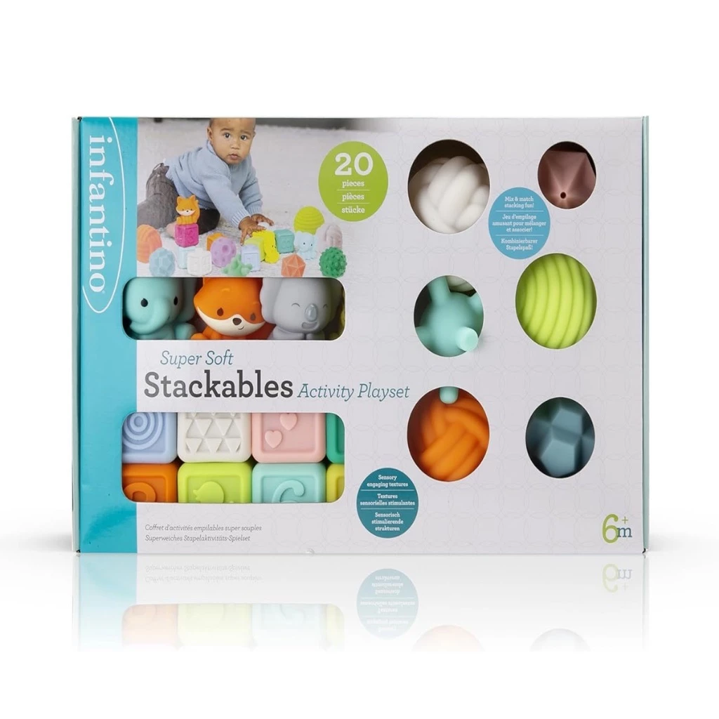 Infantino : Super Soft Stackables Activity Playset - เซตของเล่นซิลิโคนเสริมพัฒนาการ BPA free