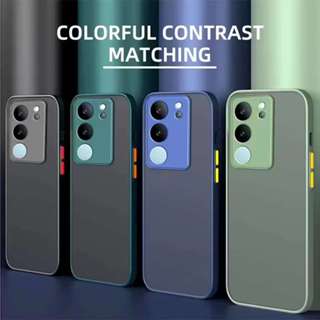 เคสขอบสีหลังแบบขุ่น ใช้สำหรับ Vivo V29 Y19S Y200 Y300 Y04 V5…