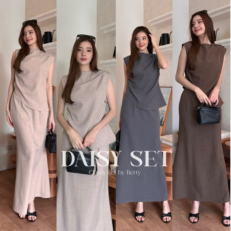 ชุดเซ็ตเสื้อกระโปรง 🌺DAISY SET🌺เสื้อแขนกุดเย็บจีบไหล่ชายเฉียง ดีเทลคือจัดเต็มมากทรงสวยเป๊ะ จับคู่มาพร้อมกระโปรงยาว