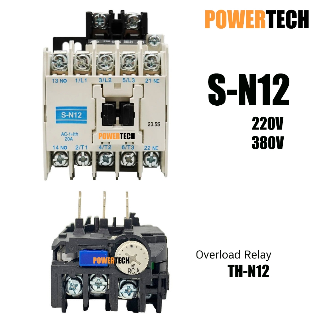 S-N12 แมกเนติก คอนแทกเตอร์ SN12 Magnetic Contactor Coil 220V ,380V 50-60Hz โอเวอร์โหลดรีเลย์ Overload